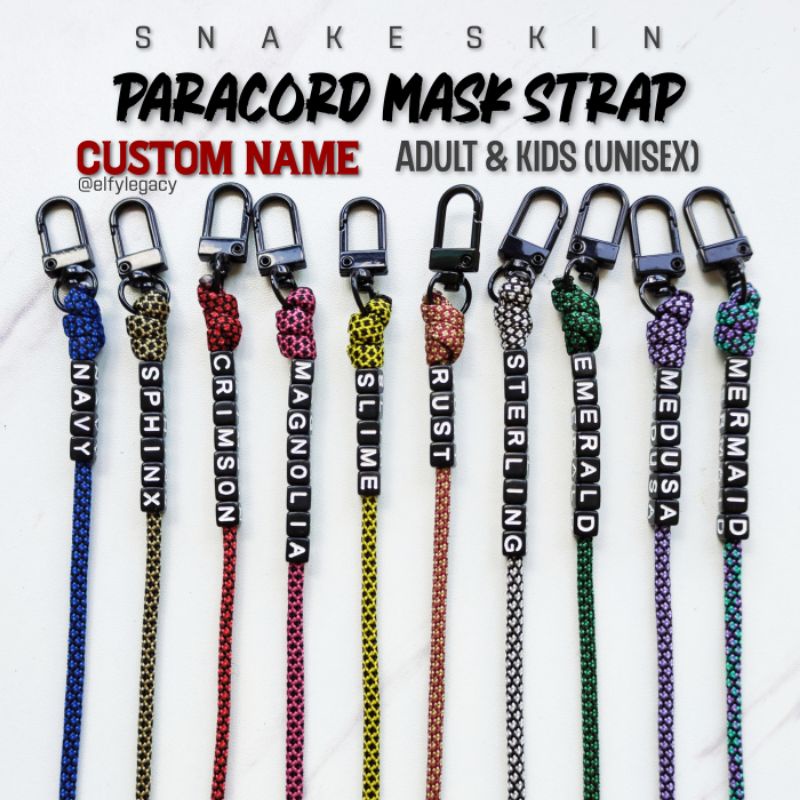 SNAKESKIN Paracord Mask Lanyard Custom Name Mask Strap Mask Extender