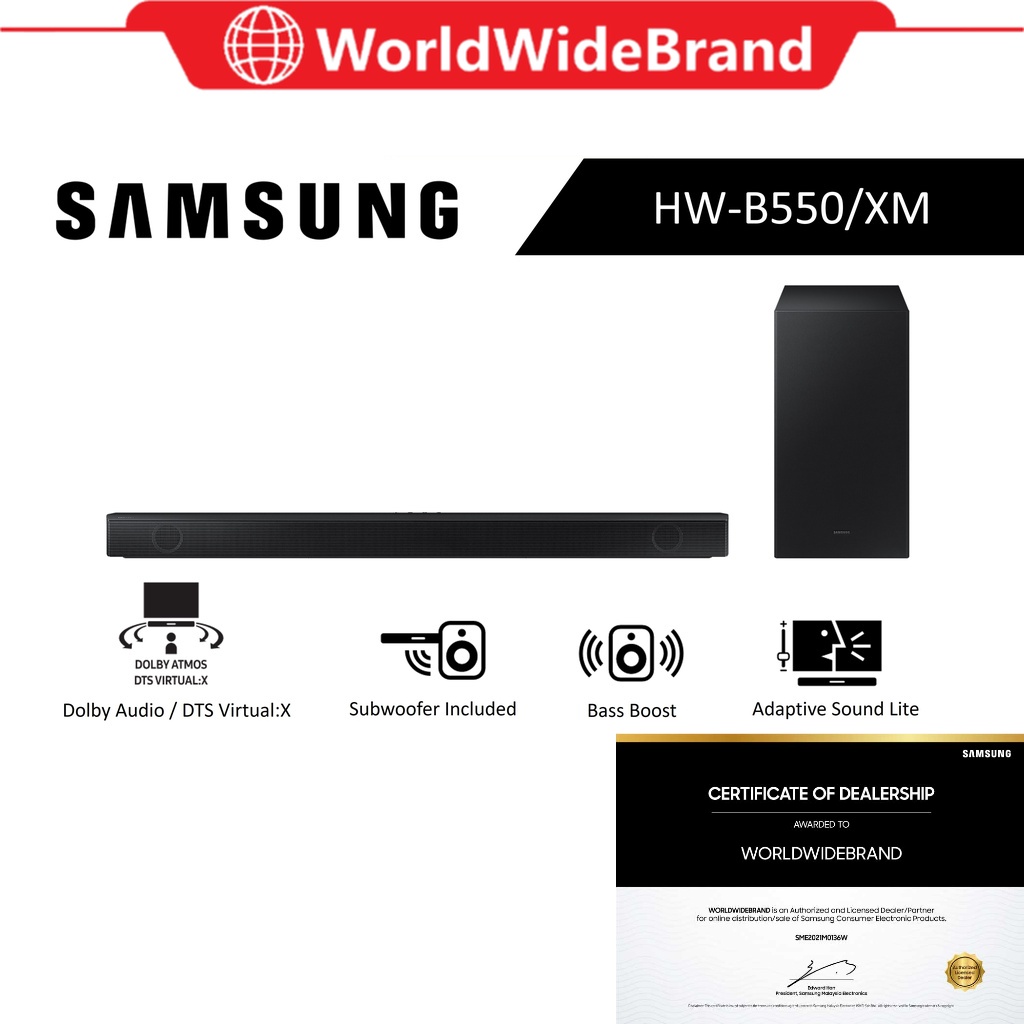 SAMSUNG 2.1 Channel Soundbar (410W) HWB550/XM Shopee Malaysia