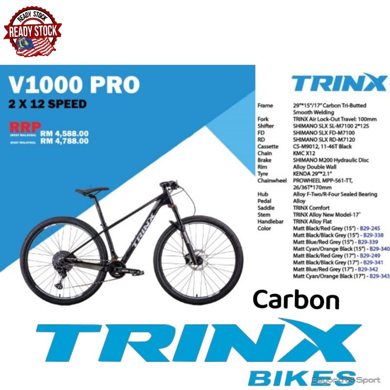 Trinx Bicycle Carbon V1000 Mountain Bike 29 Harga Price Nego Shopee Malaysia