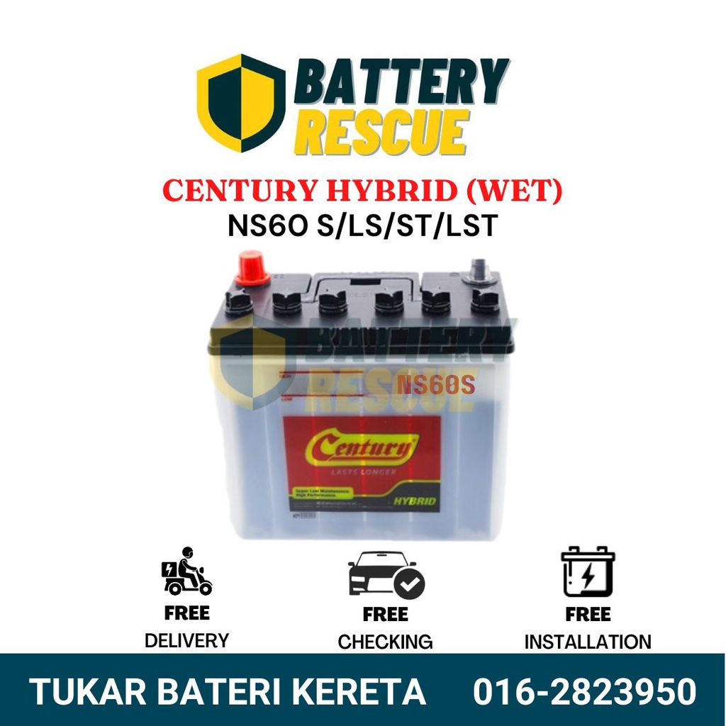 [Installation Provided] NS60 | NS60S | NS60L | NS60LS | Century Hybrid Wet Car Battery Bateri Kereta