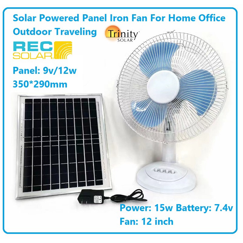 12 Inch 15wW Solar Panel Home Stand Rechargeable Energy Solar Fan Kipas ...