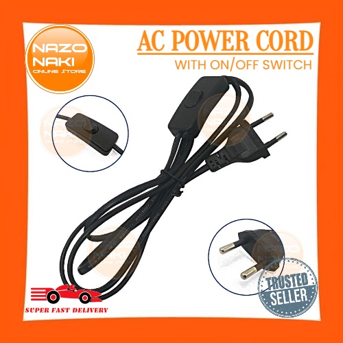 AC Power Cord ON/OFF Switch / Button Plug Wire With Two-pin EU Plug ...