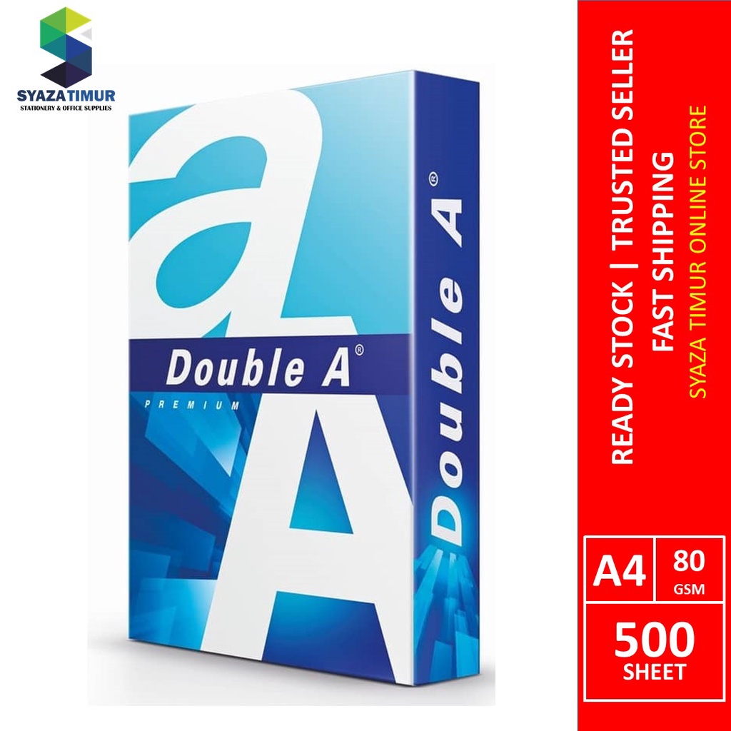 [ST-GR-MY] Double A Premium A4 Paper 80 GSM 500's / Kertas Fotostat ...