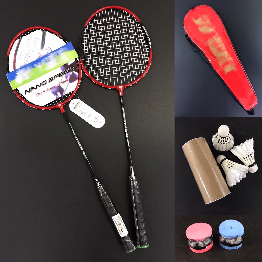 Racket Power YY-1308 pack of -2pcs Racket + 1 Bag + 2pcs Grip + 3pcs ...