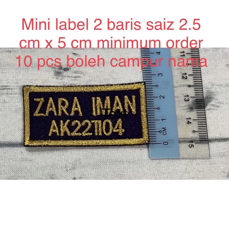 Name tag sekolah bersulam/tanda nama rumi dan jawi,mini nametag/label ...