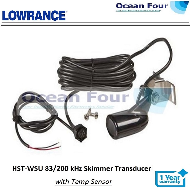 LOWRANCE TRANSDUCER HSTWSU 83/200 kHz Skimmer Transducer with Temp