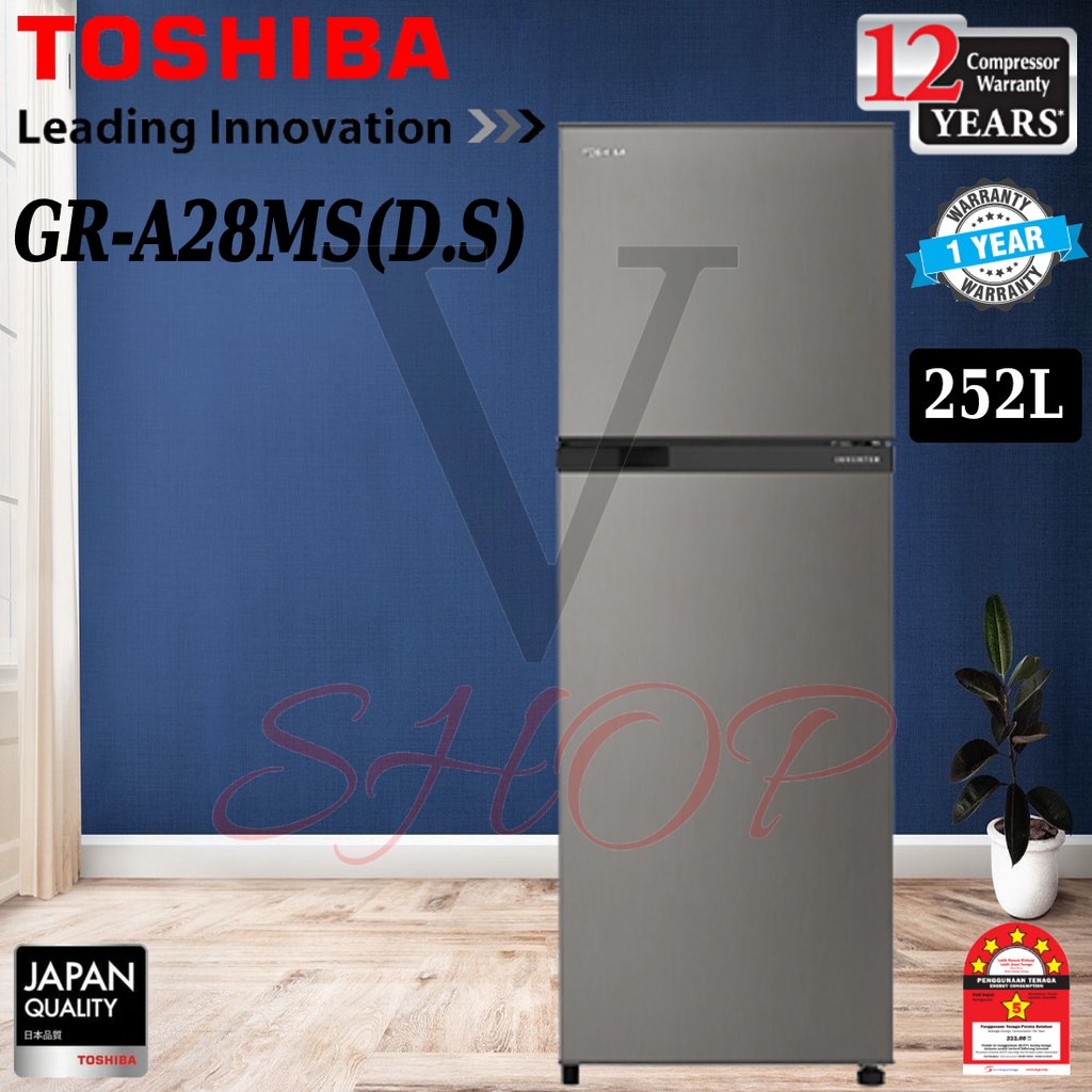 TOSHIBA 252L 2 DOOR INVERTER REFRIGERATOR GR-A28MS(DS) | Shopee Malaysia