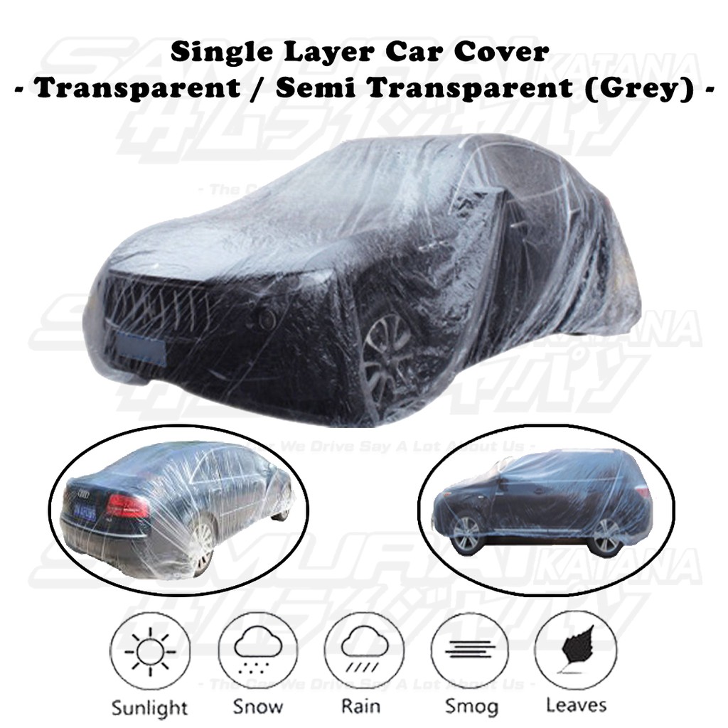 Ready Stock Car Cover All Size Transparent PE Plastic Single Layer