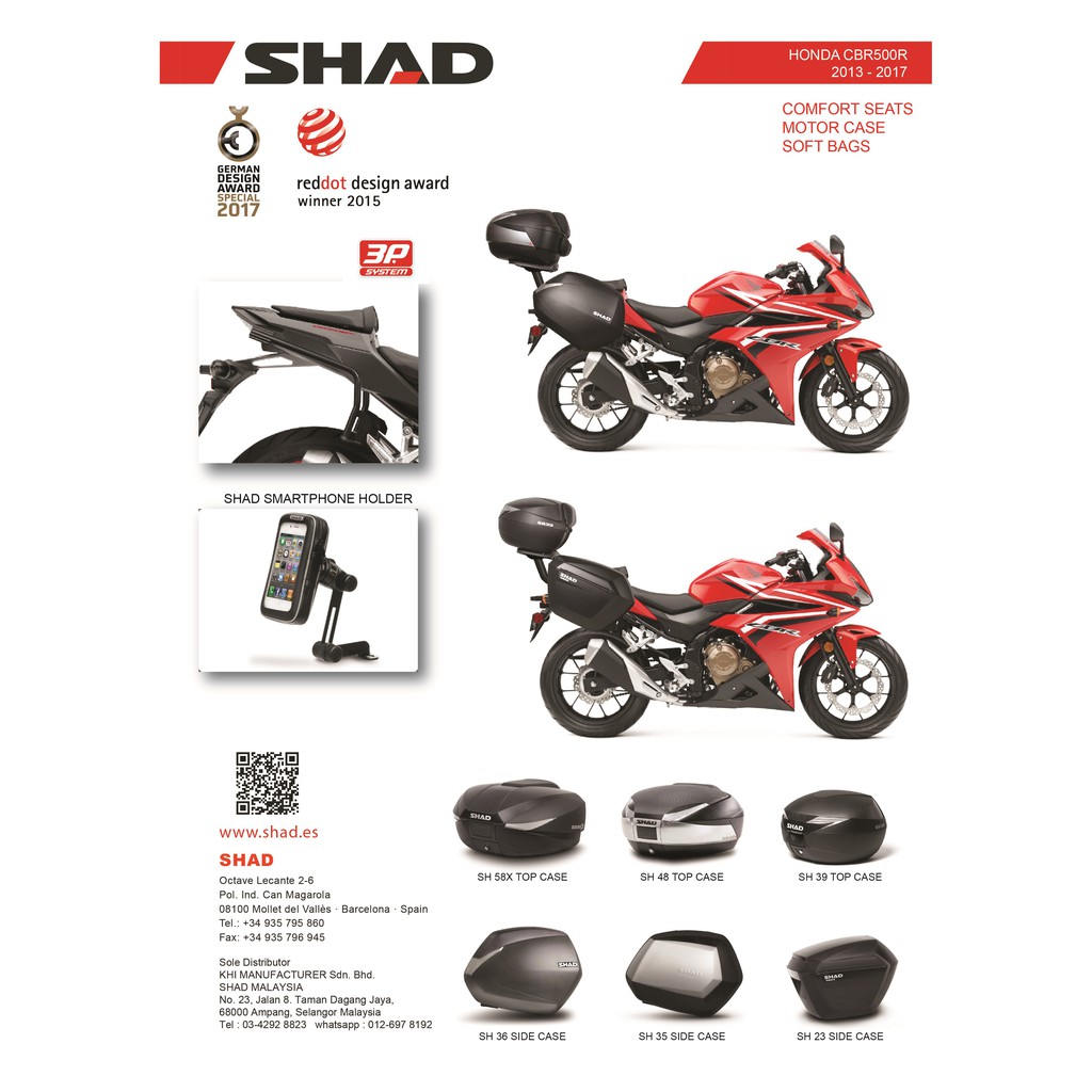 SHAD BOX FOR HONDA CB500F/CBR500R 16-18