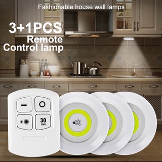 3+1 Dimmable LED Light Puck Light Remote Control LED Lamp Cabinet ...
