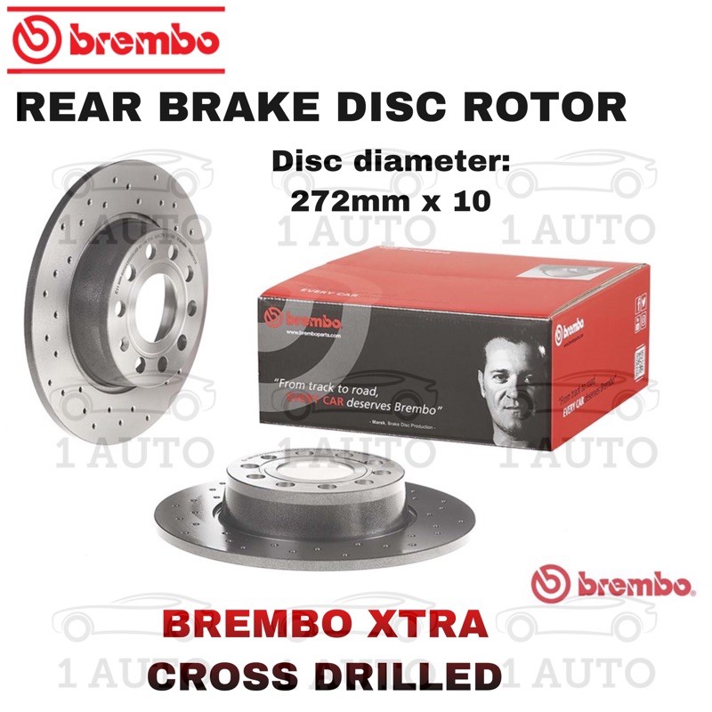 GENUINE BREMBO XTRA CROSS DRILLED REAR BRAKE DISC ROTOR VW EOS