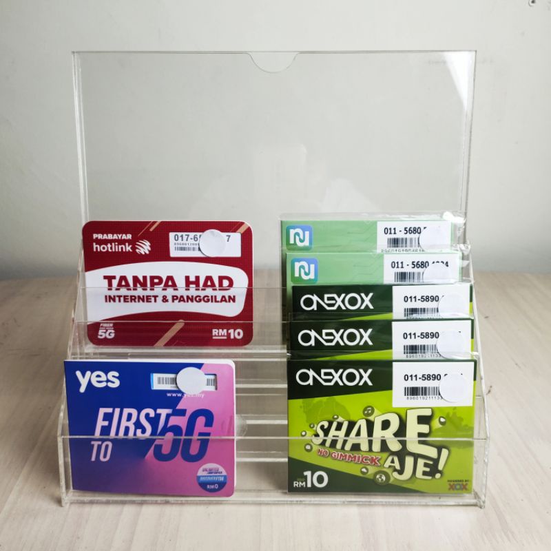 Acrylic Sim Card Display Showcase Rak Simkad Kaunter Kedai Shopee