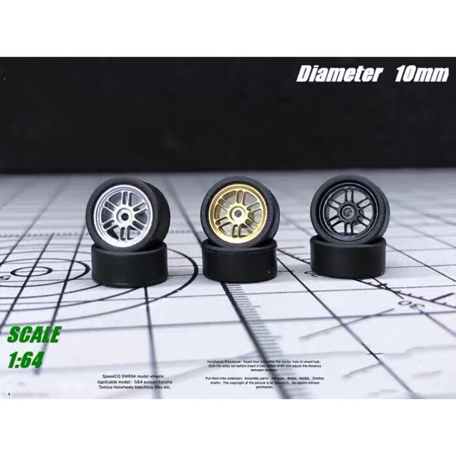 thumbnail interactive-video image 1 of 1/64 Scale Custom Rubber Tires – CM6 Spoke Style, 3 Sets For Diecast Models, Gasser Look 1 of 2