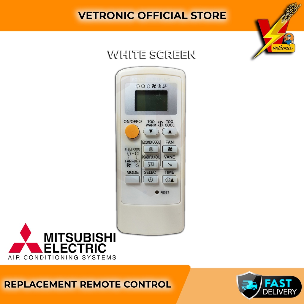 MITSUBISHI RKX502A001 RKX502A001B White Black Screen Air Cond Remote ...