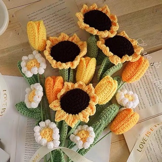 Handmade flowers bouquet, crochet flower bouquet,sunflower,rose,tulips,  bouquet for friend, valentine’s day and mother day, knitted Flowers