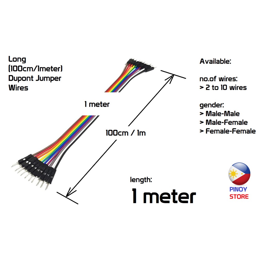 long 1 meter 100cm jumper connecting wires dupont header for Arduino ...