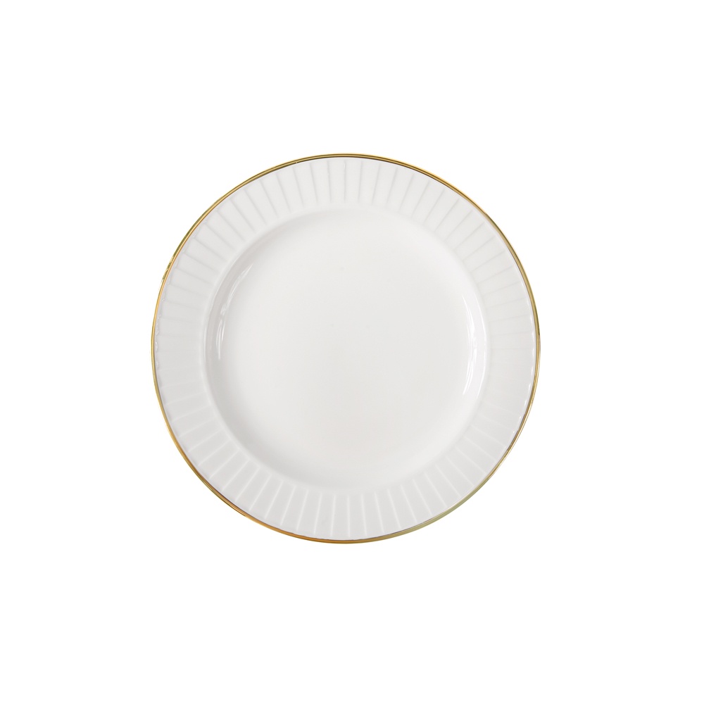 Qualitier Premium Fine Porcelain Gold Rim Dessert Plate 8.5" Drape