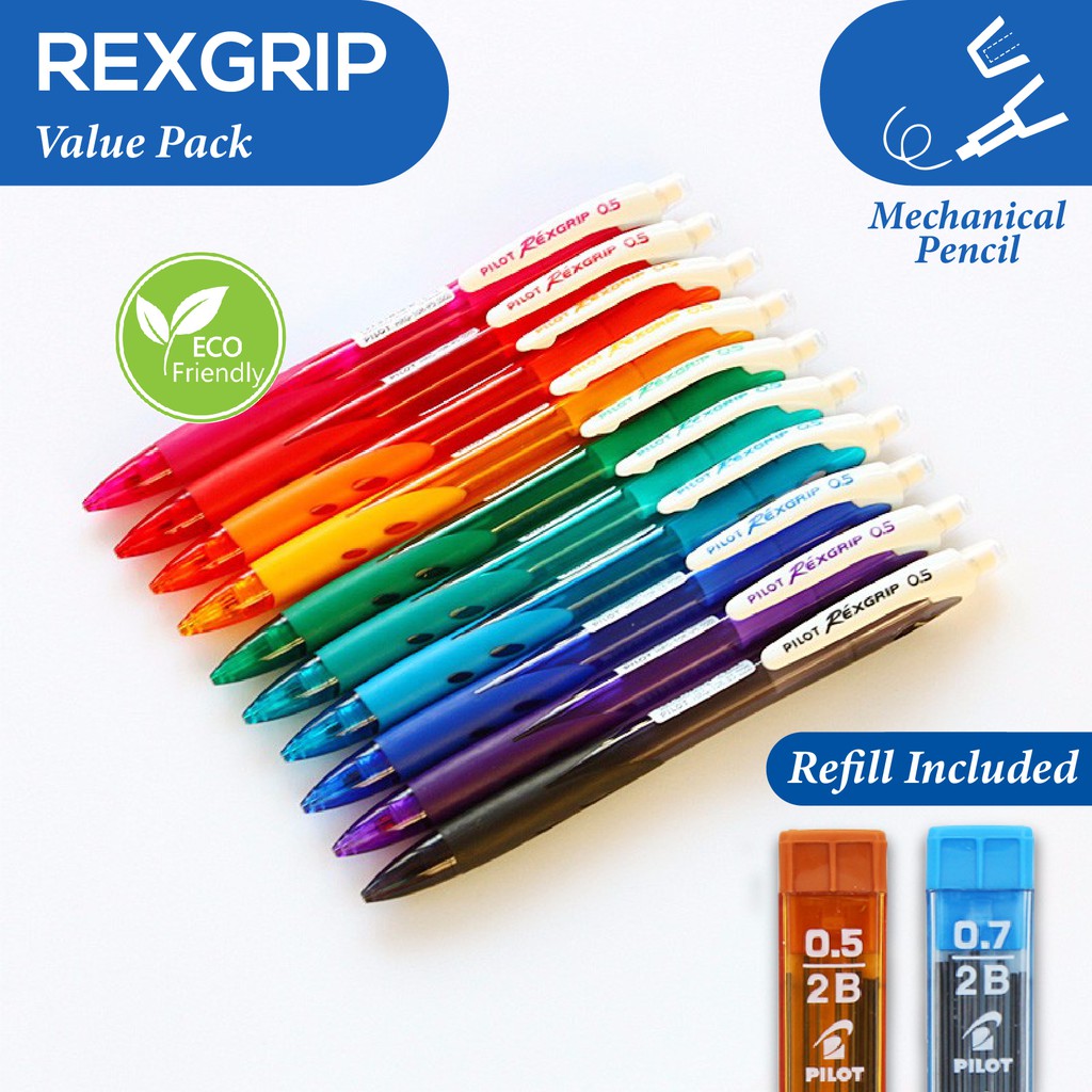 Pilot Rexgrip Mechanical Pencil 0.5    0.7 Mm Assorted Colour Design 