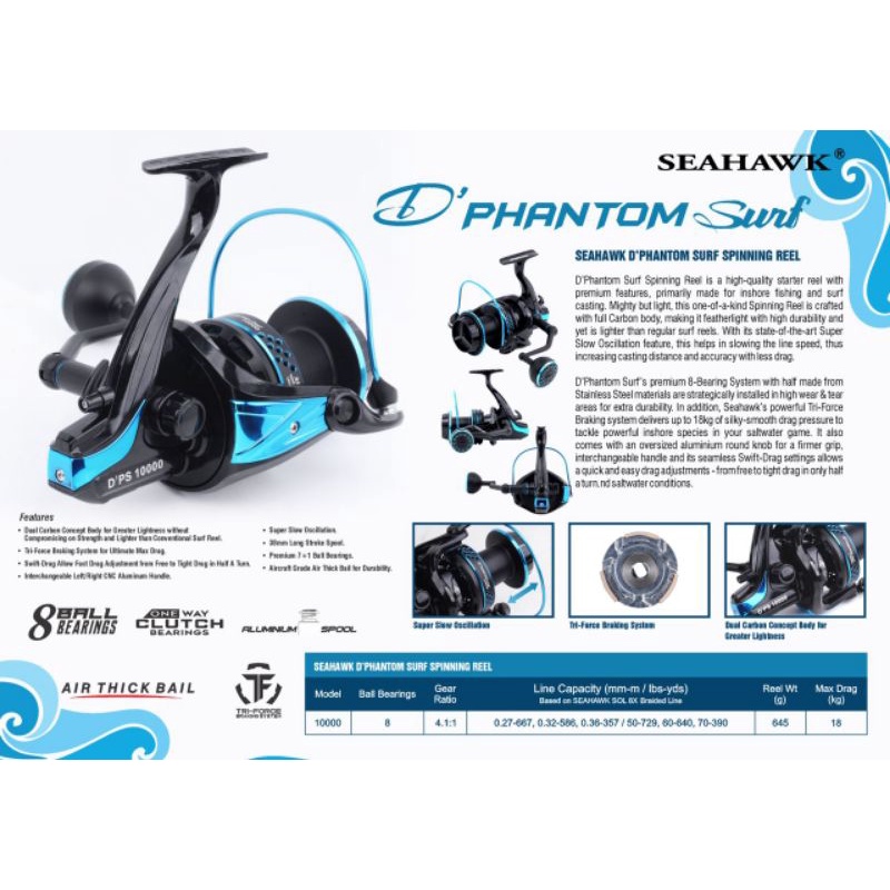 Seahawk D'Phantom Surf 10000 Spinning Reel | Shopee Malaysia