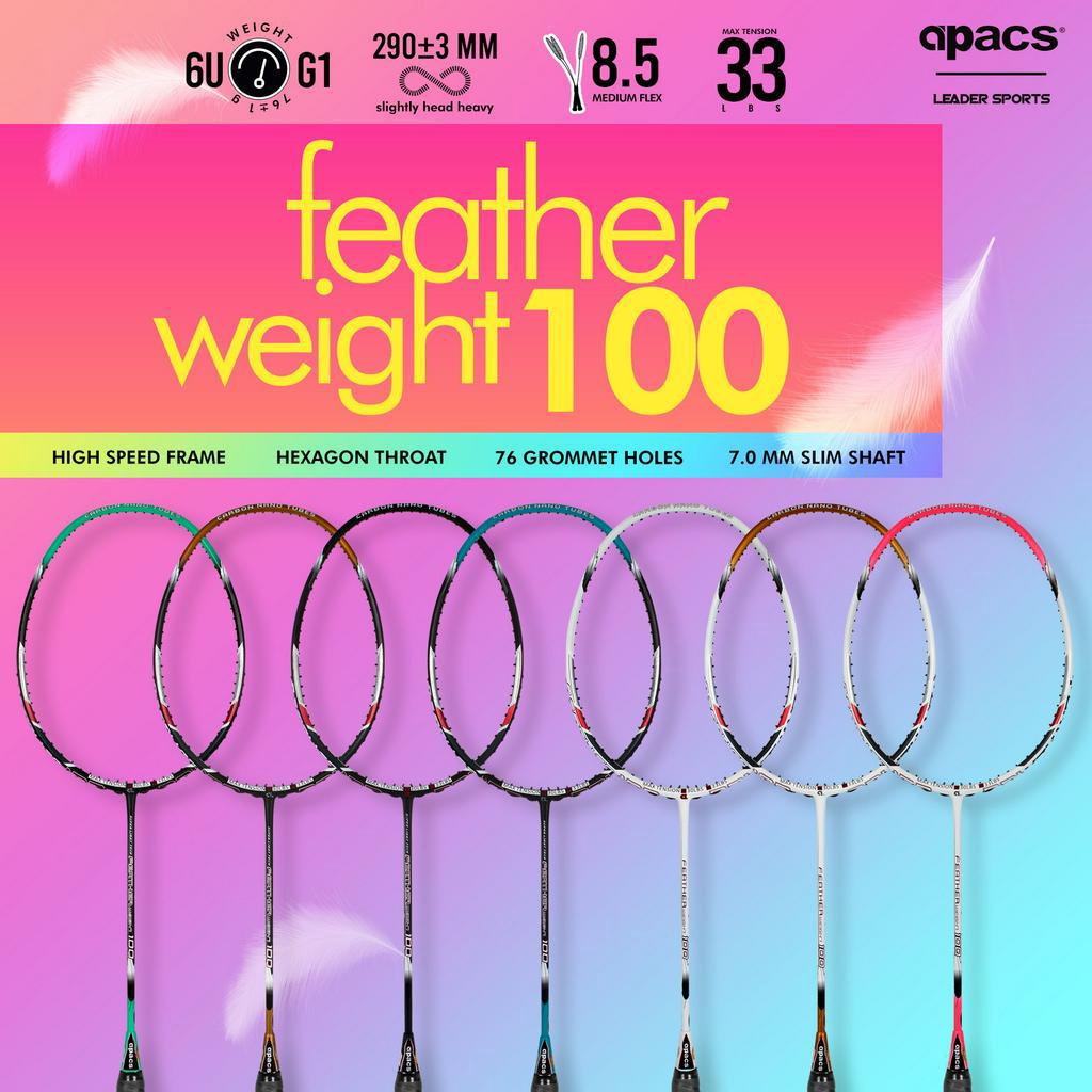 (FREE STRING & GRIP) APACS BADMINTON RACKET FEATHER WEIGHT 100 Shopee
