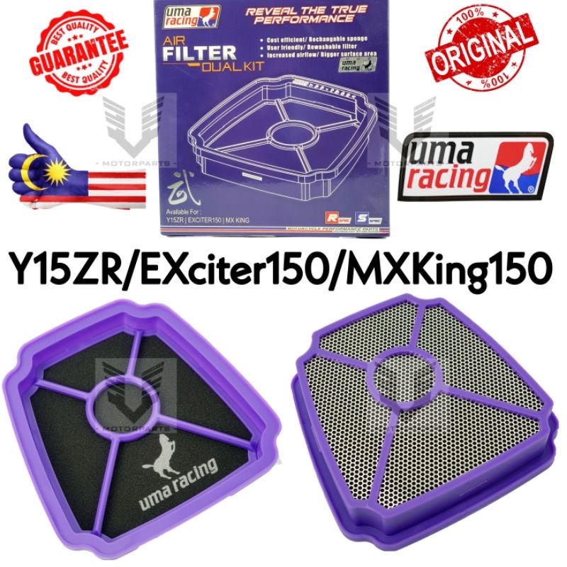 Uma Racing High Flow Air Filter Dual Kit For Y15ZR V1 V2/R15 V3/NVX155/Ego Solariz/PCX150/Nvx155
