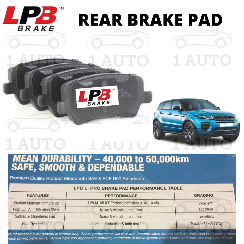LPB E-PRO SEMI METALLIC REAR BELAKANG BRAKE PAD RANGE ROVER EVOQUE 2.0 ...