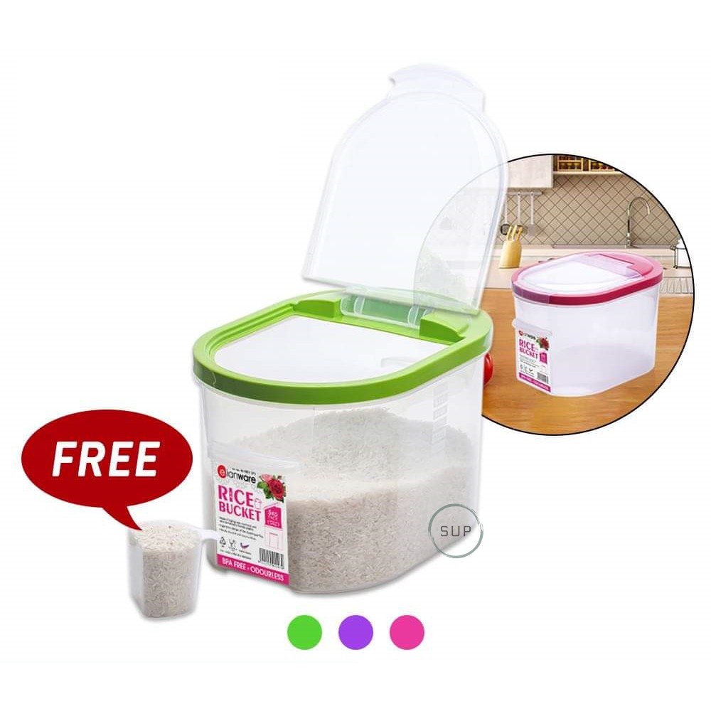 Rice Bucket with Measuring Scoop 6kg & 12kg / Bekas Beras / Rice