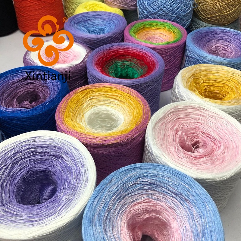 4 Strands Organic Cotton Linen Yarn 8# Rainbow Jelly Thread Gradient ...