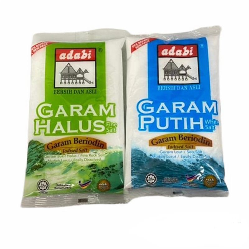 Adabi Garam Halus Garam Putih 400g Beriodin Garam Laut Garam Bukit Shopee Malaysia 