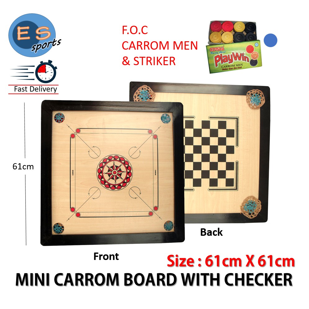 MINI CARROM BOARD WITH CHECKER (DOUBLE SIDE) | Shopee Malaysia