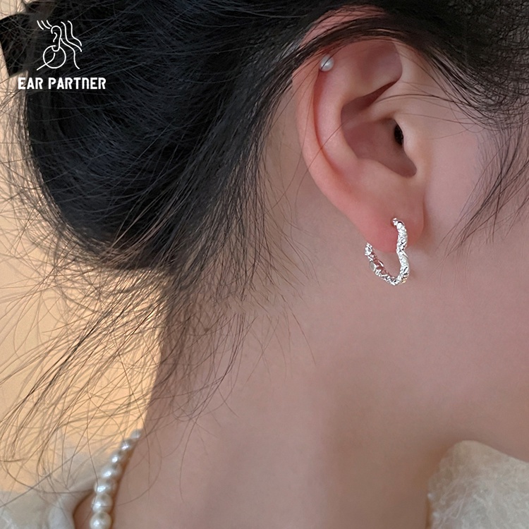 Korean heart earrings discount