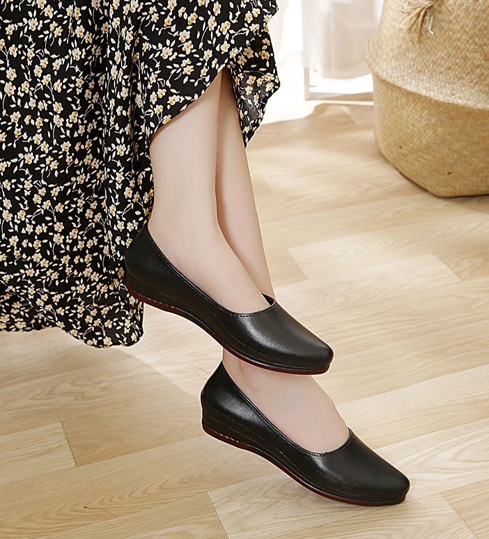 Office womens black flat shoes sale