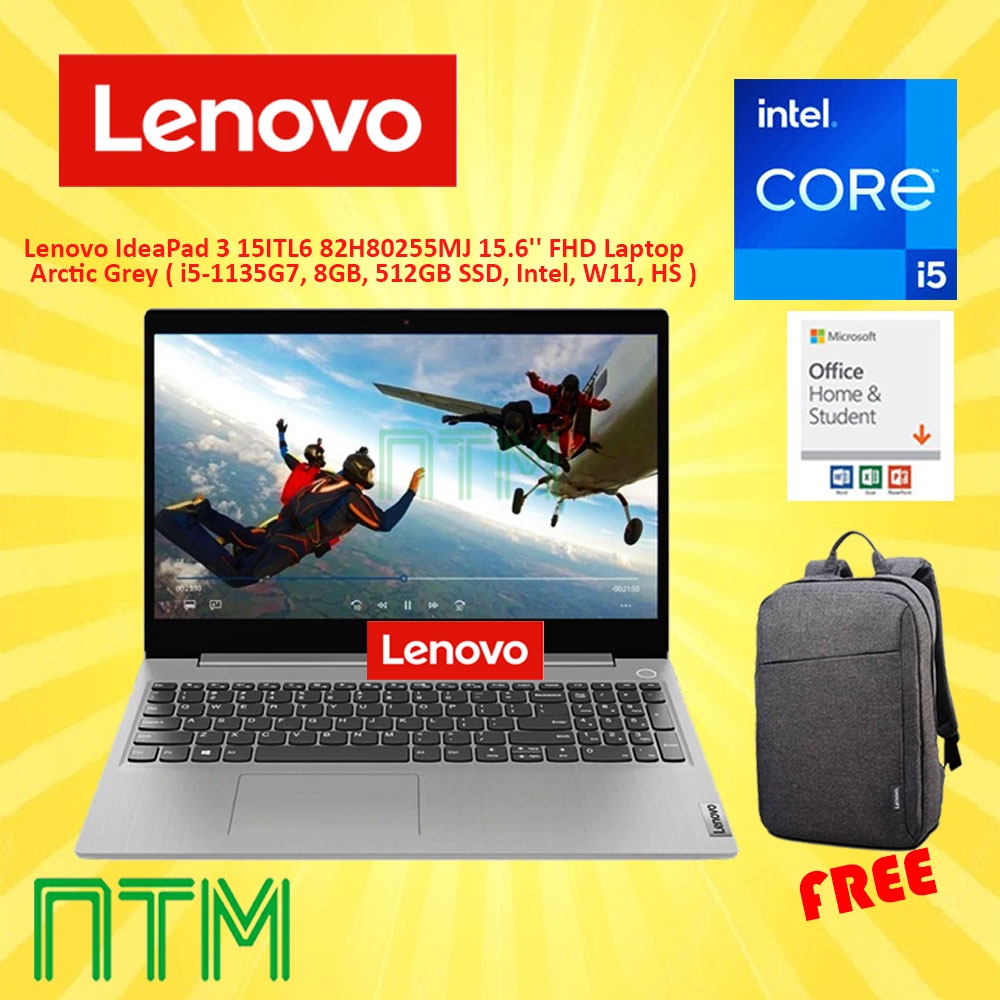 LAPTOP LENOVO IP3 15ITL6 82H80255MJ Grey I5-1135G7, 8GB, 512GB SSD ...