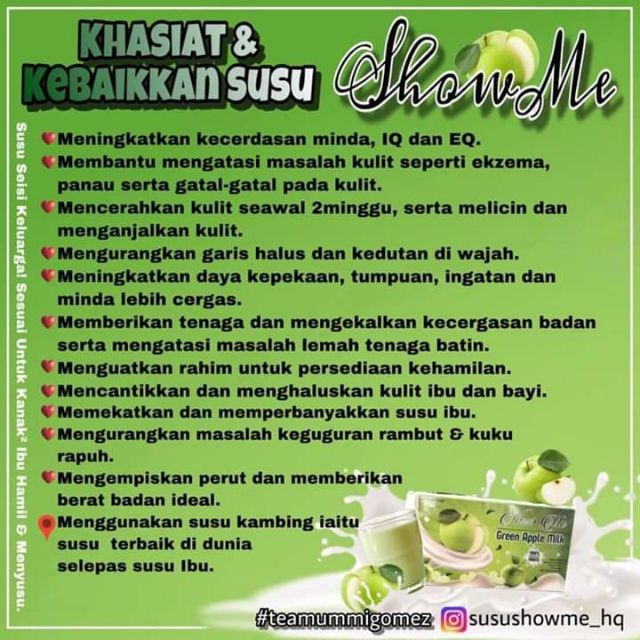 SHOWME GREEN APPLE MILK ORIGINAL BY HQ Shopee Malaysia