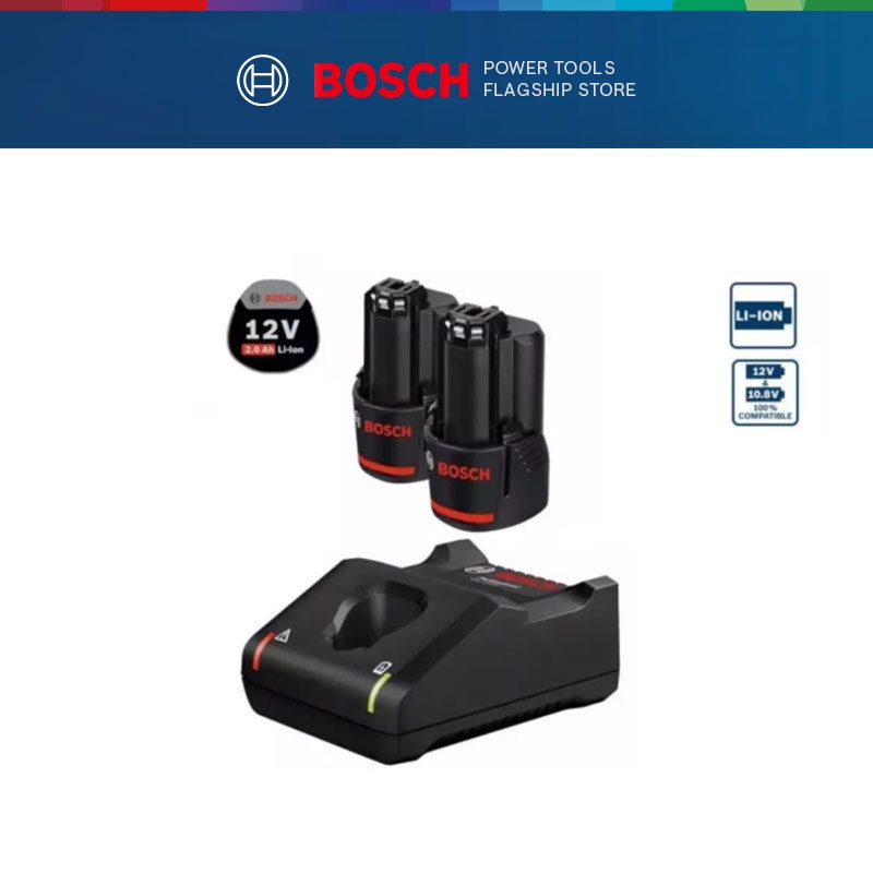 BOSCH 12V 2.0Ah Professional Starter Kit (2 x 2.0Ah Batteries + GAL 12V