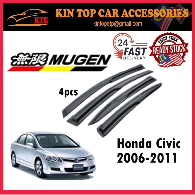 BLOX Racing 06-11 Honda Civic Door Sun Visors MU Type Smoked Acrylic 4pcs main image 1