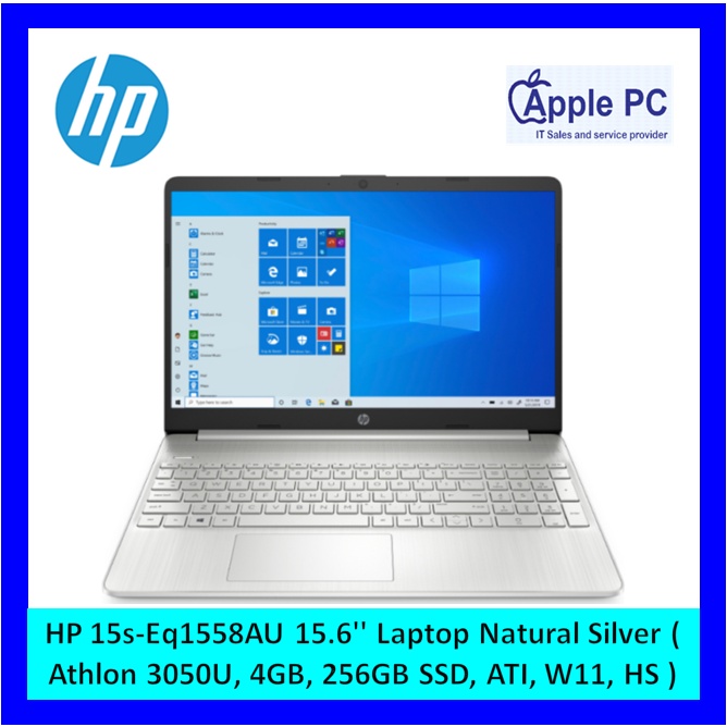 Hp 15s Eq1558au 156 Laptop Natural Silver Athlon 3050u 4gb 256gb Ssd Ati W11 Hs 0327