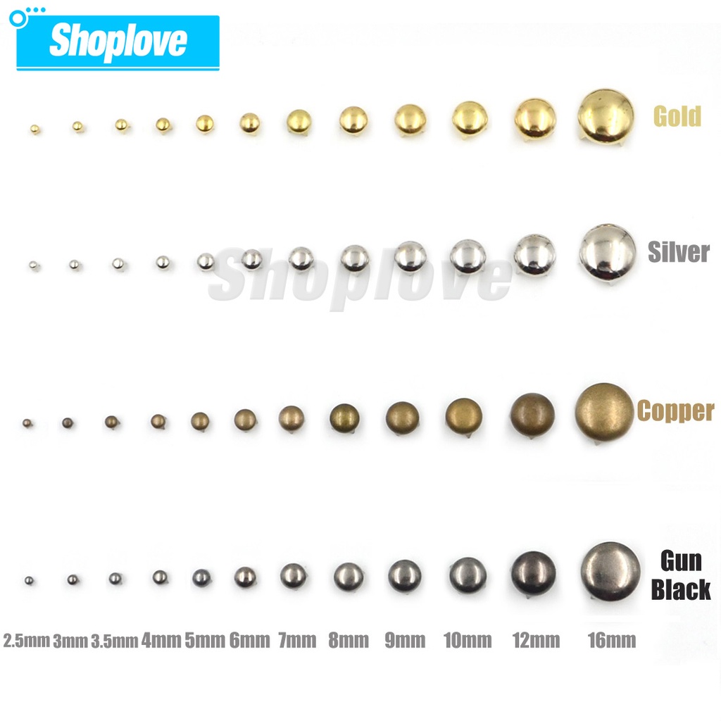 100pcs 3.5-16mm Round Dome Claw Rivets Spike Studs Spots Nailhead Punk ...