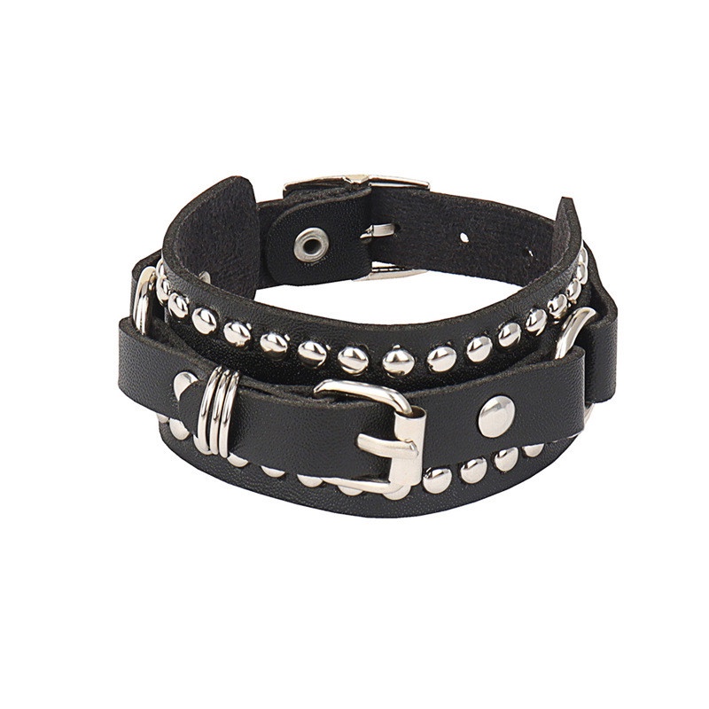 Women's Punk Buckle Faux Leather Bracelet Set