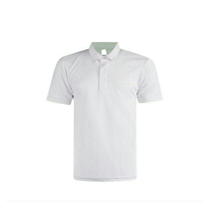 Men s White Plain Polo Shirt sport short sleeve collar baju t