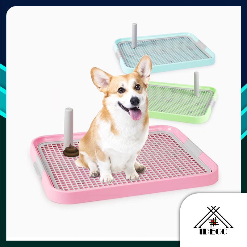 iDECO Pet Litter Grid Flat Dog Toilet With Column Pet Toilet Potty Dog ...