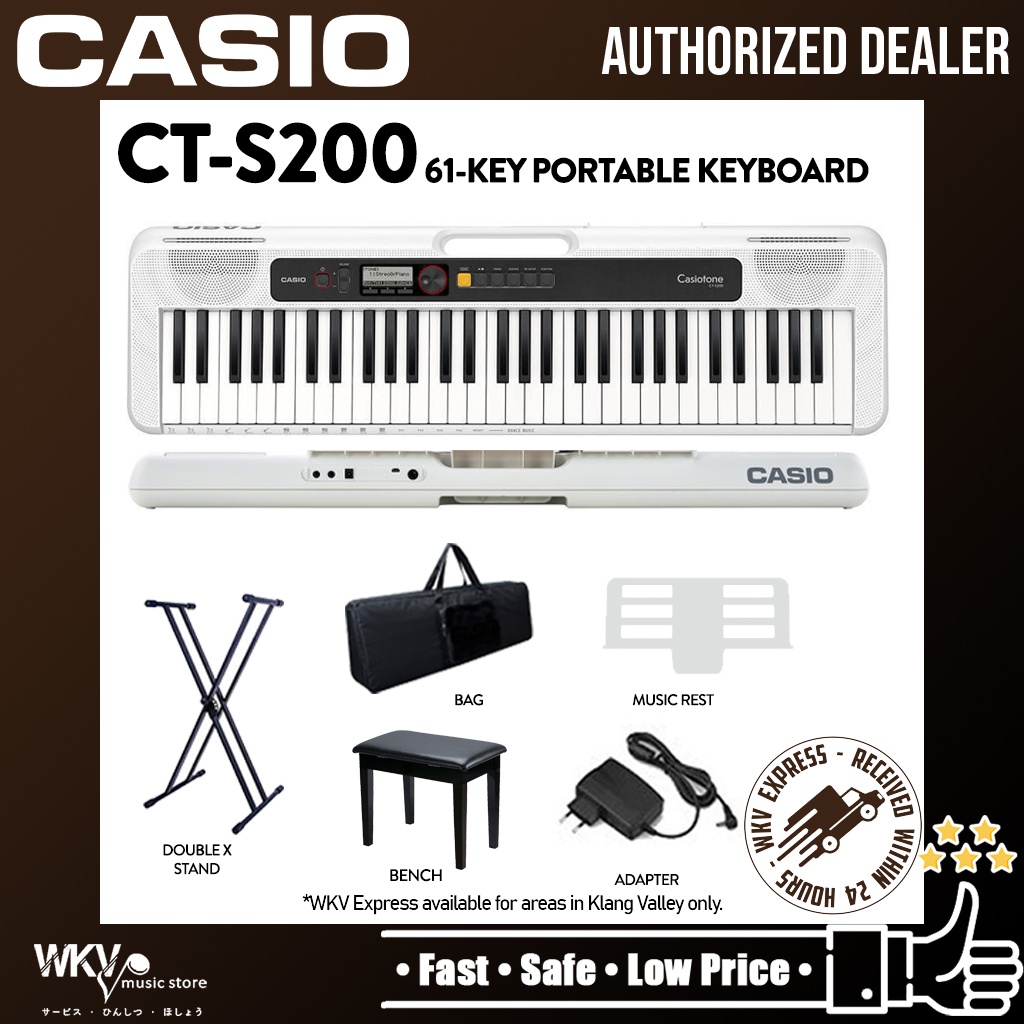 Casio CTS200 61Keys Casiotone Keyboard with Keyboard Bag, Stand and
