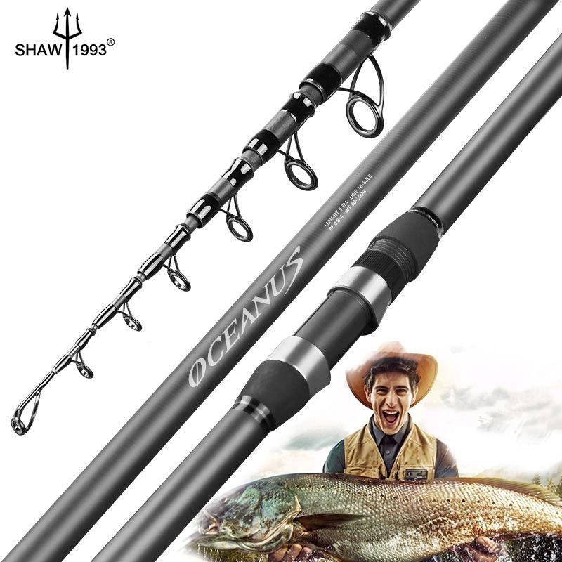 Telescopic surf cast for long distance casting saltwater fishing