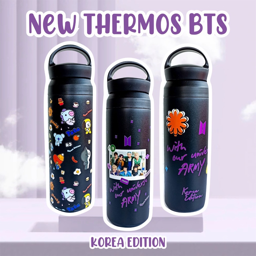 PUTIH TERMOS HITAM Thermos Black Kpop BTS Deco Kit BT21 NCT SEVENTEEN ...