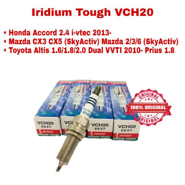 Denso Iridium Tough Spark Plug VCH20 (1set = 4pcs) for Toyota Altis 1 ...