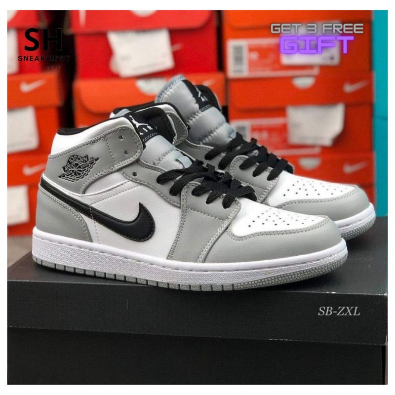 ⚡[SIZE 39-45] PREMIUM NIKE AIR JORDAN GREY HIGHCUT MEN'S SHOES | Shopee ...