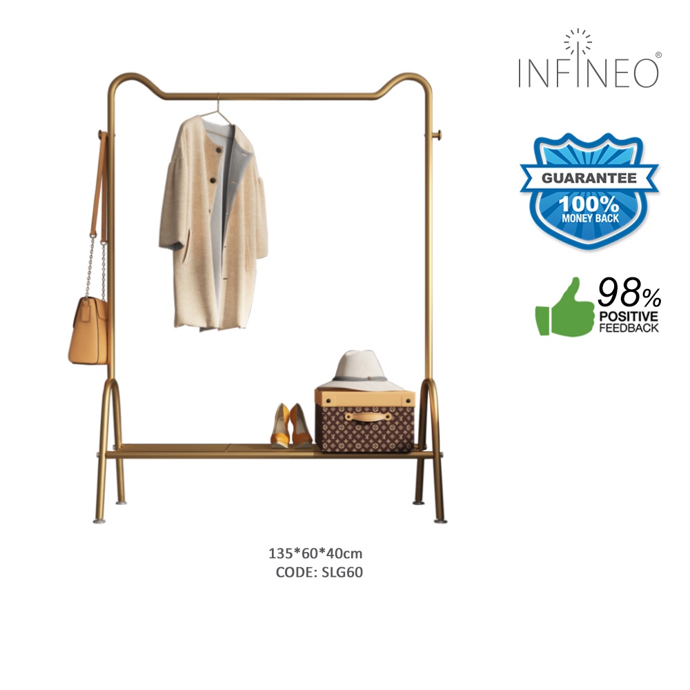 Single Layer Coat Clothes Rack- Gold /Black(135*60*40cm) | Shopee Malaysia