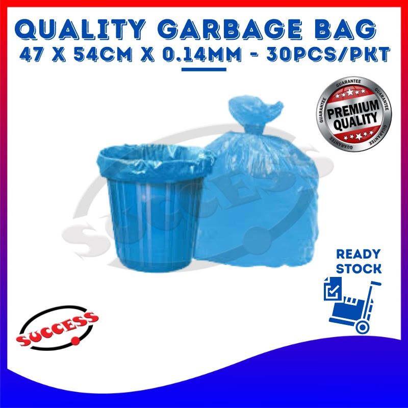 SUCCESS 30pcs 47 x 54cm Super Heavy Duty Blue Garbage Bag Rubbish