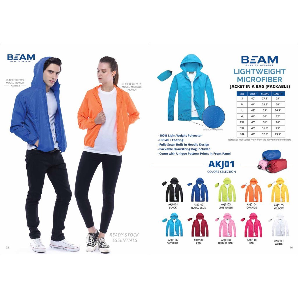 {READY STOCK}Beam Lightweight Microfiber Jacket In A Bag (Packable