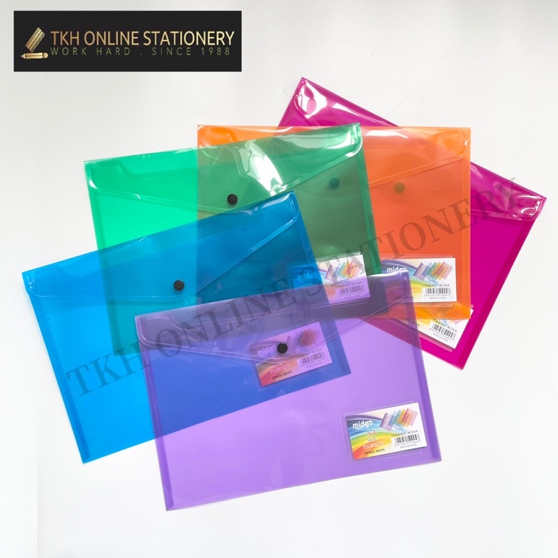A4 Transparent Colourful Button File/ Document File/ Pocket File/ 文件夹 ...